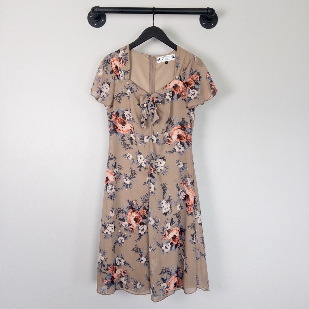 Hell Bunny Vixen Floral Sweetheart Rockabilly Retro Dress Medium